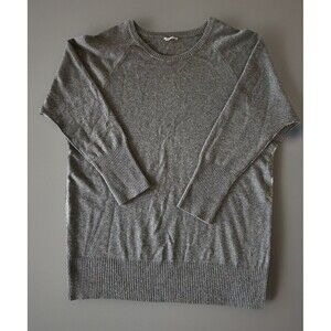 Halogen Wool Cashmere Crew Neck Sweater Gray Raw Edge Seam Dolman Sleeve Size XL